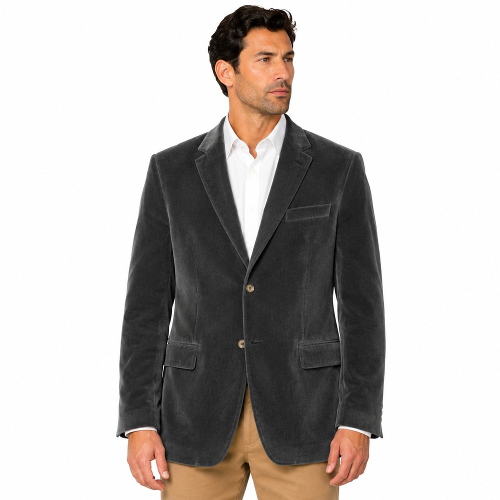 J. Hilburn Blazer Mens 45R Dark Gray Velvet Classic Fit Custom Sport Coat J9G-S